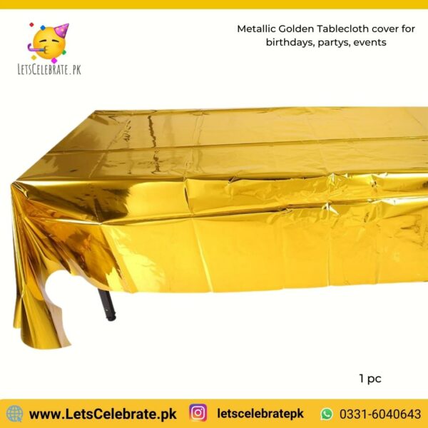 Shiny metallic golden Plastic Tablecloth cover