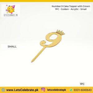 Number 9 Digit small Cake Topper- golden