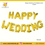 Happy Wedding alphabets Foil balloon set - Golden Color - 12pcs
