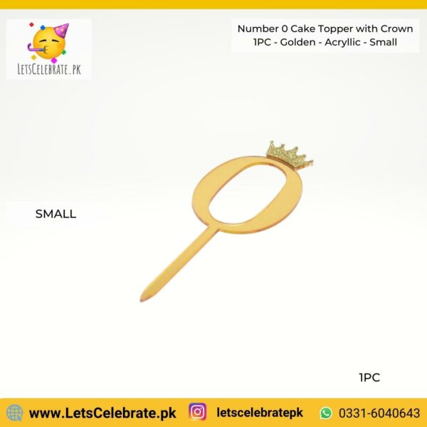 Number 0 Digit small Cake Topper- golden