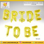 Bride to be alphabets 16 inch Foil Balloon set - golden color - 9pcs set
