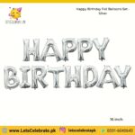 Happy Birthday alphabets Foil balloon set - silver color - 13pcs set