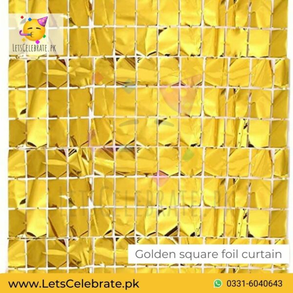 Golden foil square curtain for birthday wedding celebrations