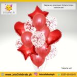 14pcs red multi confetti balloons set, star/heart foil balloons , latex balloons
