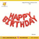 Happy Birthday alphabets Foil balloon set - red color - 13pcs set