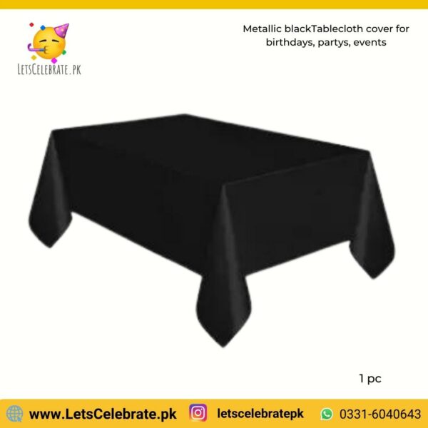 Shiny metallic black Plastic Tablecloth cover