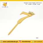 Number 7 Digit with crown Cake Topper - golden