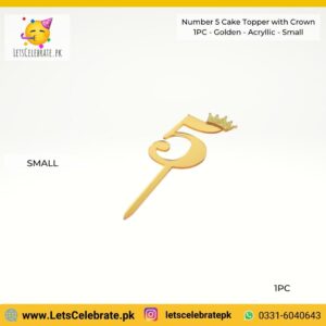 Number 5 Digit small Cake Topper- golden