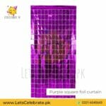 Purple Foil fringe curtain square boxed shape - plain