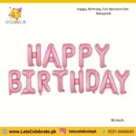 Happy Birthday alphabets Foil balloon set - babypink color - 13pcs set
