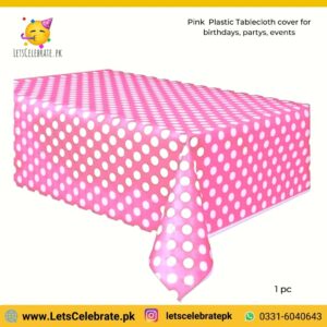 Polka dot pink tablecloth cover